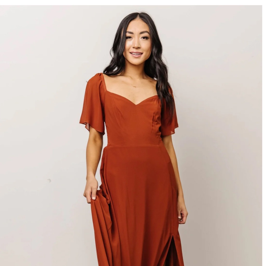 Baltic Born Rust Maxi Dress With Sweetheart Neckline